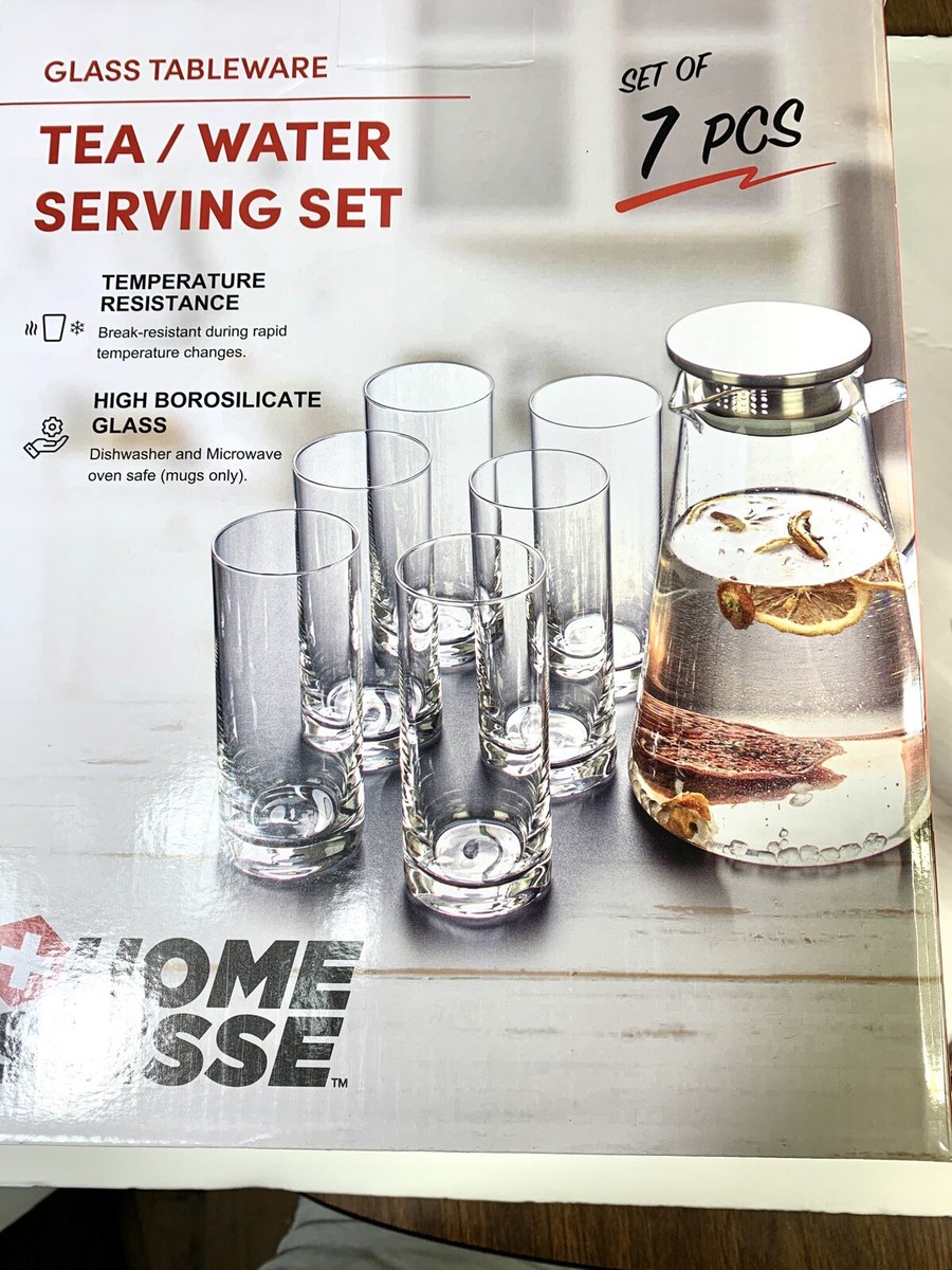 7-Pcs Glass Pitcher Set Jug with 6 Tumbler Water Glasses | eBay