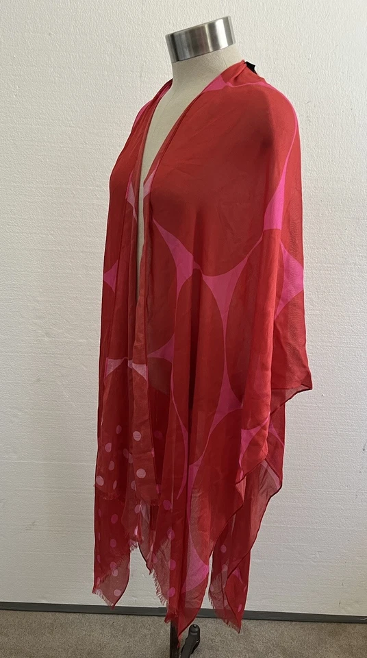 Poncho Bufanda Kate Spade Joy Dot Ruana Tomate/Rosa Talla Única Nuevo con Etiquetas $118 Foto 2 de 4