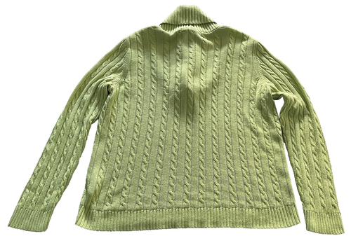 Lauren Ralph Lauren Sweater Silk & Cashmere Size XL Green Cable Knit Pullover - Picture 14 of 20