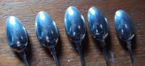 5 FRUIT Spoons A1 Silver Plated 5.5 " Fiddle Pattern Monogramed - Picture 2 of 7