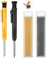 2 Pack Carpenter Pencils Construction 1 Count (Pack of 2), Black, Yellow 