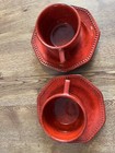 PV Italy Peasant Village Red Cabbage 6 Coffee Cups & 6 Saucers Beaded Edge — photo 6