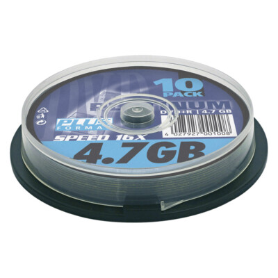 10er Spindel Platinum 4,7 GB DVD+R Rohlinge 120 Min. Aufnahmezeit max. 16x Speed
