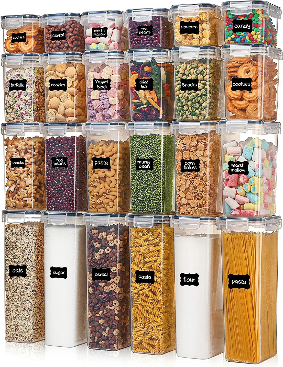 Food Storage Containers Set [24 Piece] - Kitchen Pantry Organization