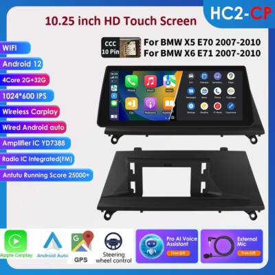 10.25'' Android Car GPS Stereo Carplay GPS For BMW X5 E70 X6 E71 2007-2010 CCC US