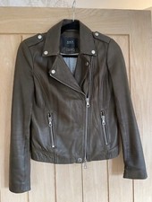 Set Urban Deluxe Khaki/brown Leather Biker Jacket Uk Woman’s Size Xs