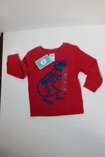 Boys T-Shirt NEW w tags LONG Sleeve Dinosaur TODDLER~18 month CIRCO Red/Navy