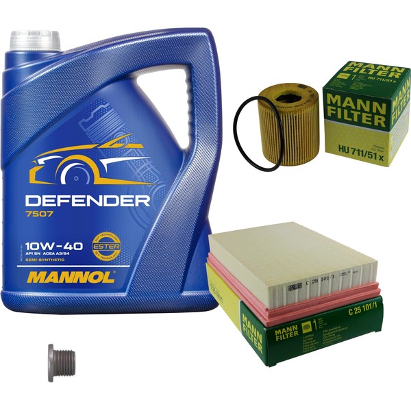 Mann Inspektionspaket 5 L Mannol Defender 10W-40 FüR Peugeot 307 1.6 16V 1.4-image