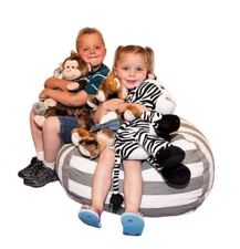 Best Stuffed Animal Storage Bean Bag Chair, Premium Cotton Canvas Toy Organizer 