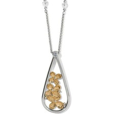 NWTag Brighton EVERBLOOM Teardrop Two Tone Flower Crystals Necklace MSRP 118