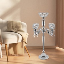 89cm Table Candelabra Votive Candle Stick Holder 5 Arm Glass Crystal Centerpiece