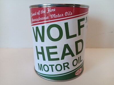 Vintage Wolf's Head Motor Oil Can 1 qt. -  ( Re-pop Collectible )  