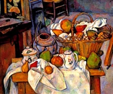 LA TABLE DE CUISINE THE KITCHEN TABLE FRUITS PAINTING BY PAUL CEZANNE REPRO