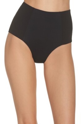 L Space L38429 Womens Black Jackie High Waist Bikini Bottoms Size Medium