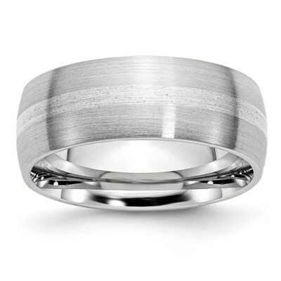 Chisel Cobalt 925 Sterling Silver Inlay Satin 8mm Band S:12
