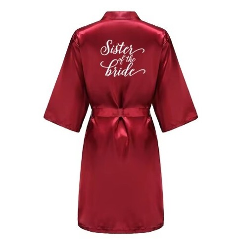 Red Wedding Robe Bridesmaid Bridal Party Gift Kimono Satin Robe - Imagen 4 de 22