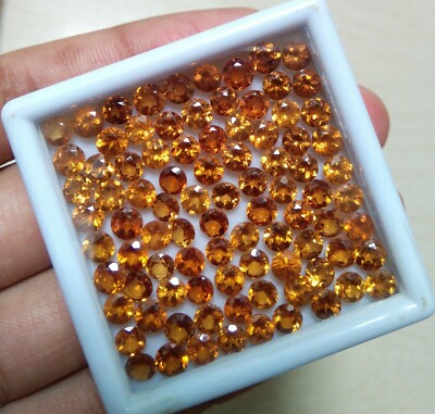 15 Stck. Natürlicher Rundschliff Hessonit Granat Lot 4,5 mm Top Qualität Kali...