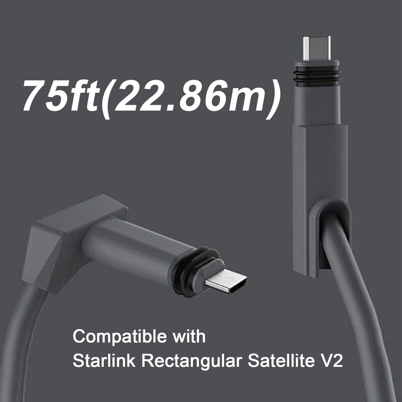 Starlink Rectangular Satellite V2 75 Ft Replacement Cable, Grey