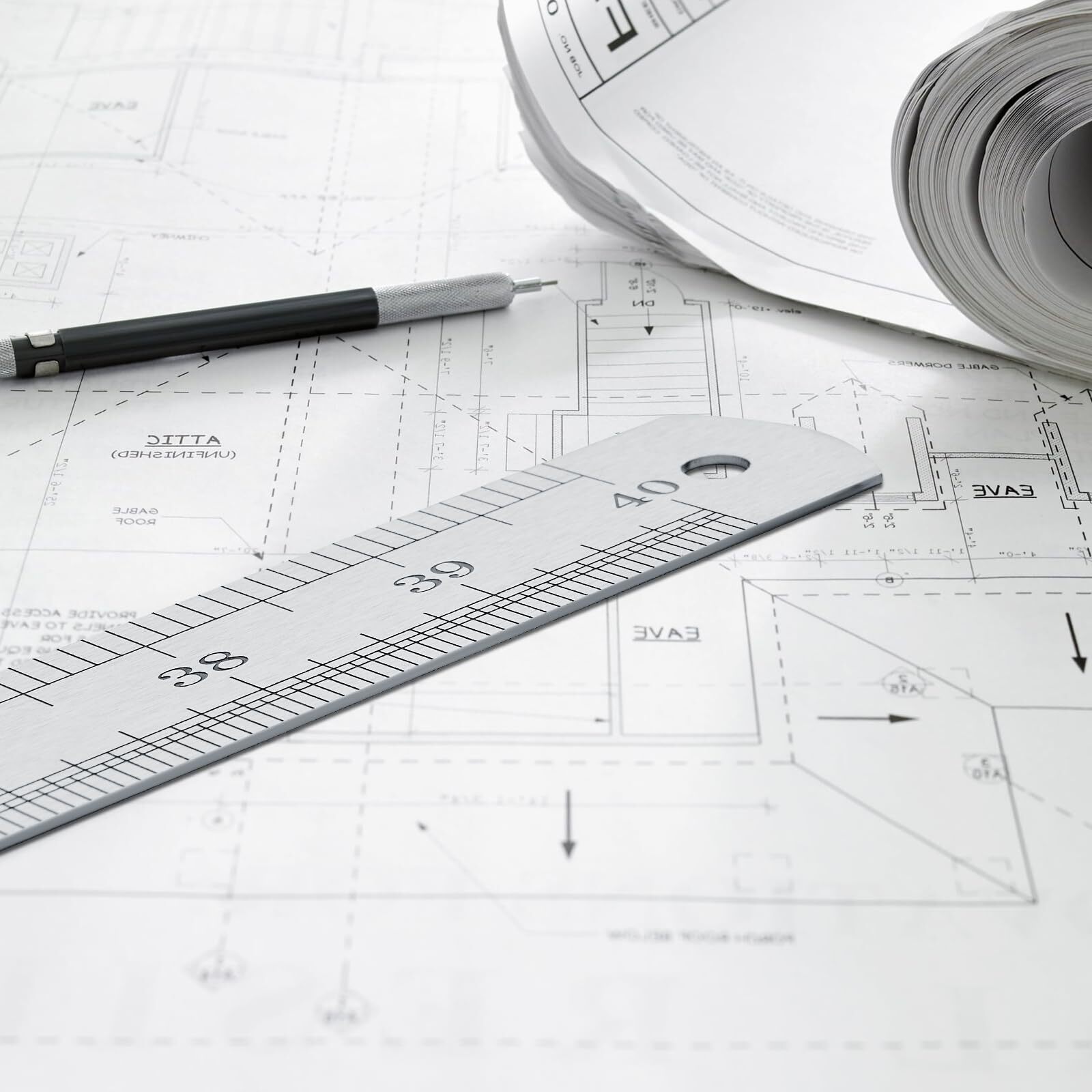 Large Stainless Steel Ruler Rule Measure Straight Edge 1 Metre Meter 40 ...