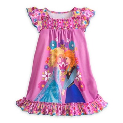 NWT DISNEY STORE FROZEN ELSA AND ANNA NIGHTGOWN SLEEP SIZE 5/6