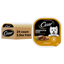 Cesar Wet Dog Food Classic Loaf in Sauce Chicken  Veal Recipe, 3.5 oz. Easy P...