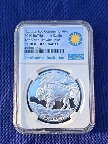 2019 Proof 1oz Silver Buffalo at the Castle Medal NGC PF70 Ultra Cameo