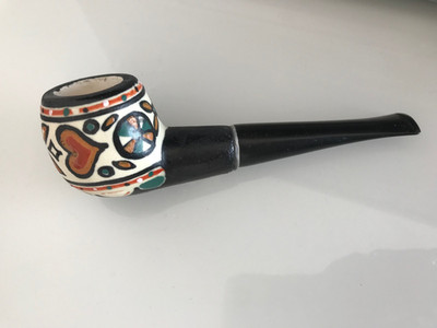 Deko Pfeife handbemalt Vintage 70er