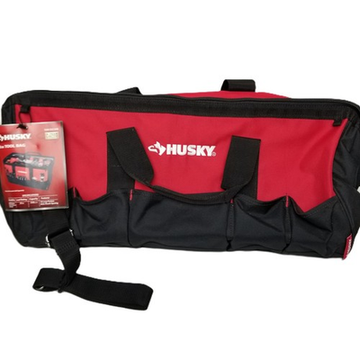 #ad Husky 24” Tool Bag Red Black Heavy Duty Wide Mouth Organizer 16 Pockets NEW $32.97