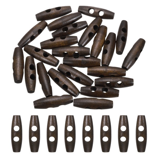 "FüR 24Pcs Holz-KnöPfe, 45Mm/1.8\\\" 2-Loch Olive NäHknöPfe, Dunkelbraun"-image