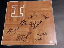 Brad Underwood Ivisic + signed 2024-25 Illinois Fighting Illini 6x6 floor auto