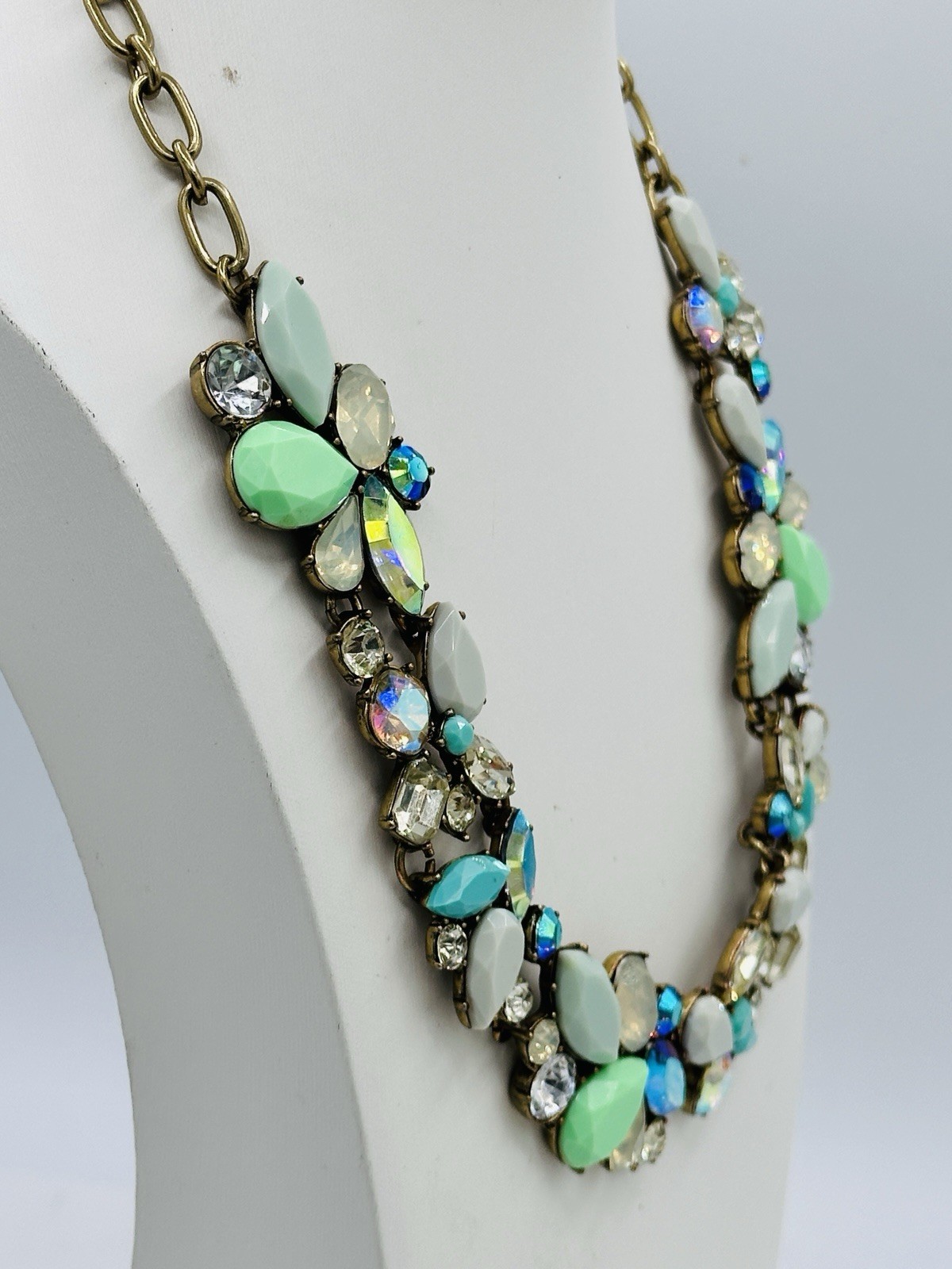 Crew Statement Bib Necklace Mint Opal Aurora Crys… - image 16