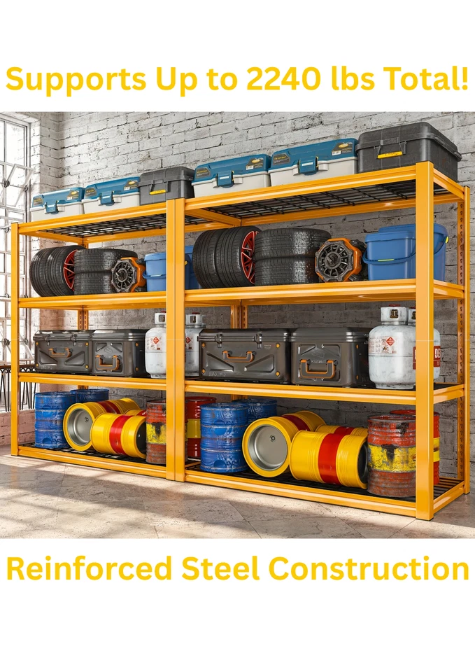 Estantería de almacenamiento de garaje de alta resistencia 4 niveles estante de metal ajustable 40 pulgadas utilitario Foto 2 de 4