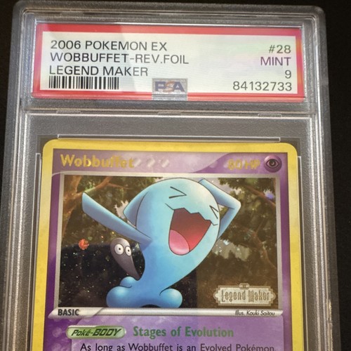 Pokemon TCG 2006 EX Legend Maker Wobbuffet 28 rev holo PSA 9, LOW POP with STAMP