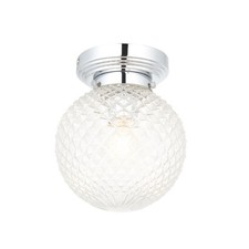 Modern Bathroom Ceiling Light Chrome Textured Glass Globe IP44 Rated