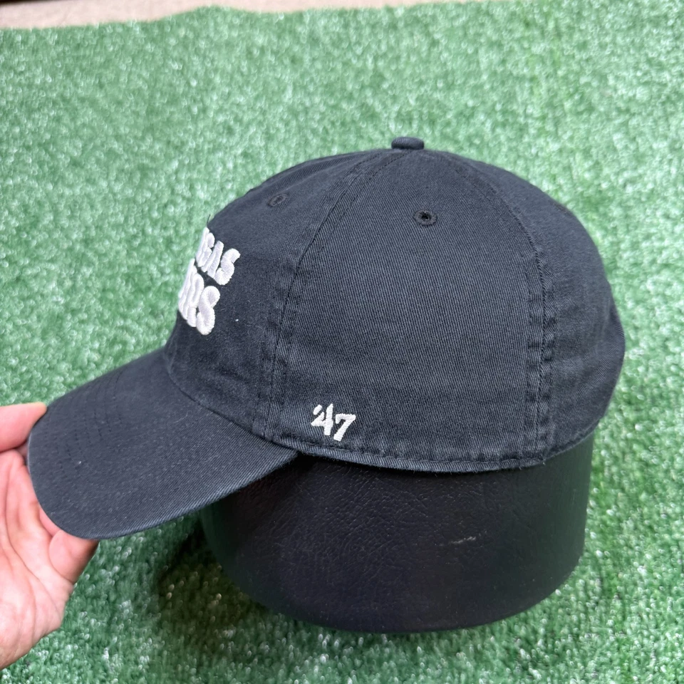 Las Vegas Raiders Strap Back Hat Cap One Size Black NFL Football ' 47 Brand - Image 3 of 4