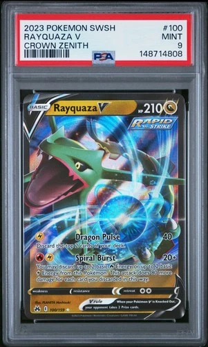 2023 POKEMON SWORD & SHIELD CROWN ZENITH #100 RAYQUAZA V PSA 9