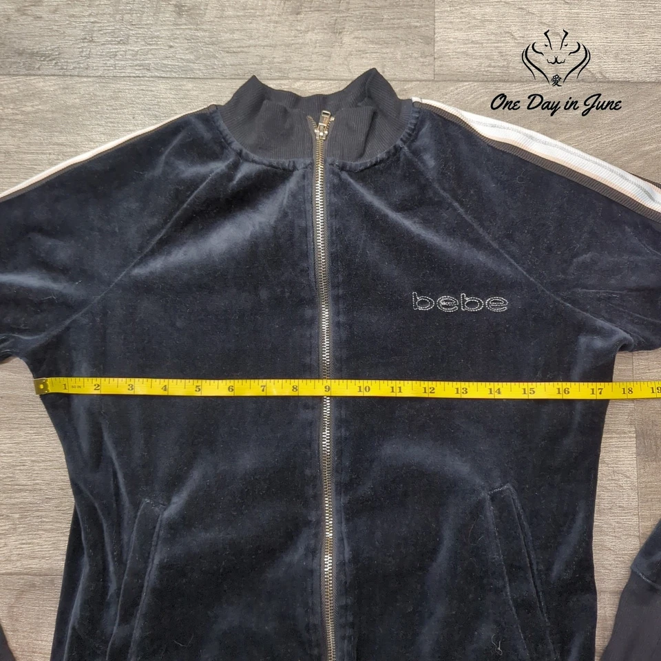 bebe 全拉链丝绒运动衫 XS 码 — 第 3/4 张图片