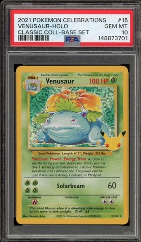 Pokemon Venusaur Celebrations Classic Coll. Base Set Holo Rare #15 PSA 10