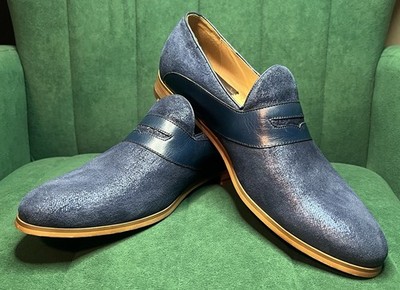 Robert Graham Men's Designer Navy Penny Loafers, Size 9, EUC