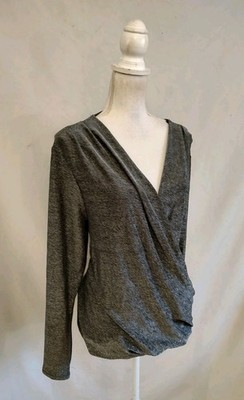 NWT Green Envelope Top Blouse Silver Lurex Sparkle Surplice Wrap USA Made Sz 2X
