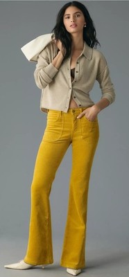 Anthropologie Jeans Icon Cord Schlagjeans von Pilcro, gelb Größe 25 UVP 120£