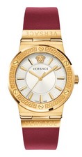 Versace Watch Greca Logo VEVH00420 Gold Steel 38mm Red Leather Swiss Quartz