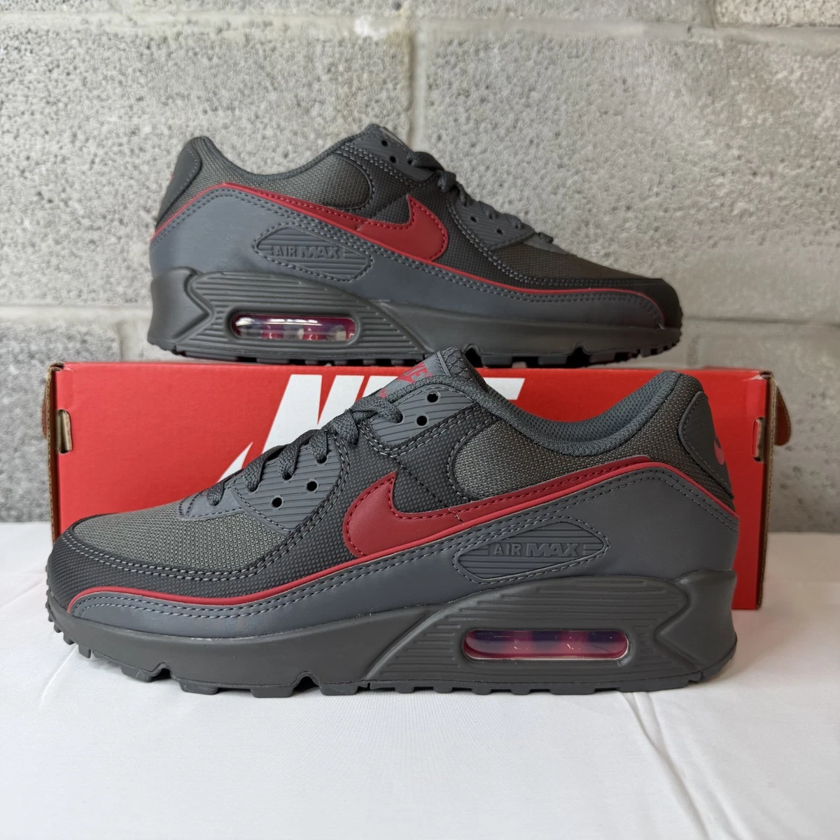 Nike Air Max 90 Premium Iron Grey University Red for Sale
