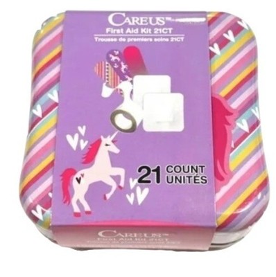 CAREUS Unicorn First Aid Kit 21CT Multicolor Striped Design Compact and Portable
