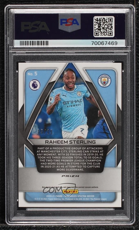 2020 Panini Chronicles FOTL Pink Wave Prizm /19 Raheem Sterling #5 PSA 10 GEM MT - Image 2 of 2