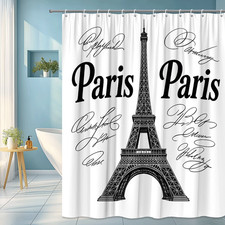 Eiffel Tower Paris Shower Curtain - Elegant Black and White Design