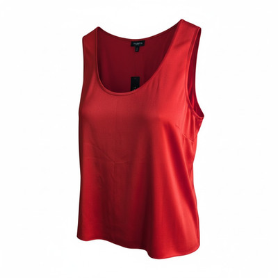 NEW Talbots 12P 100% Silk Red Sleeveless Shell Blouse Top Petite Minimalist NWT