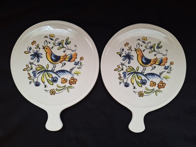 Ceramica Cuore Trivets Yellow Bird 'n' Blue Made in Italy Set Of 2