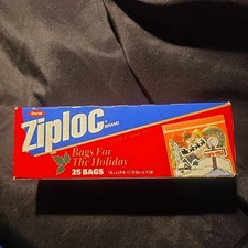 1 Box of 25 Ziploc Holiday Bags 1997 Vintage Christmas Storage Cookie Exchange 
