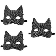 Set of 3 Strass Maske Katze Halloween-masken Kostümpartymaske Kätzchenmaske